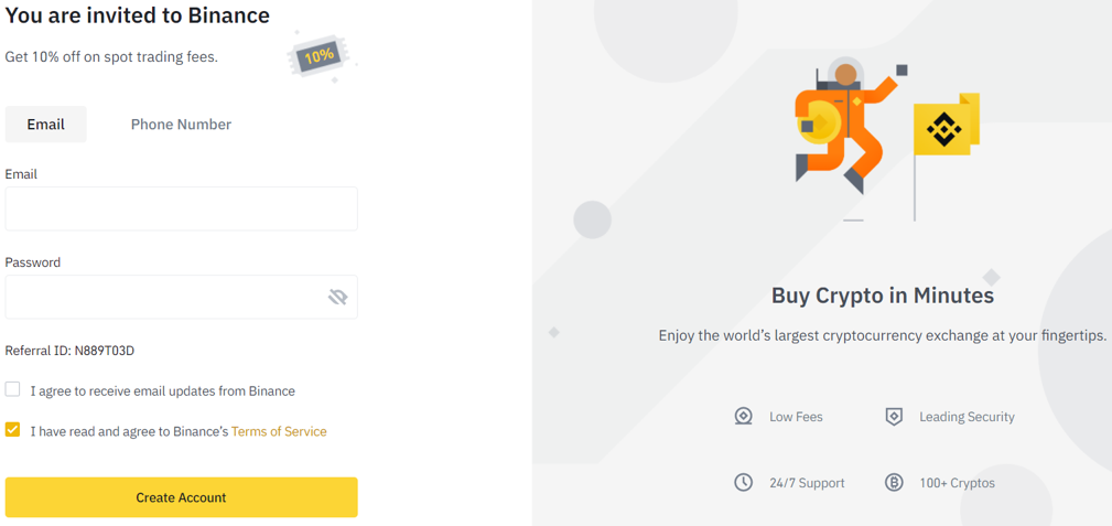 Referral ID field Australia Binance
